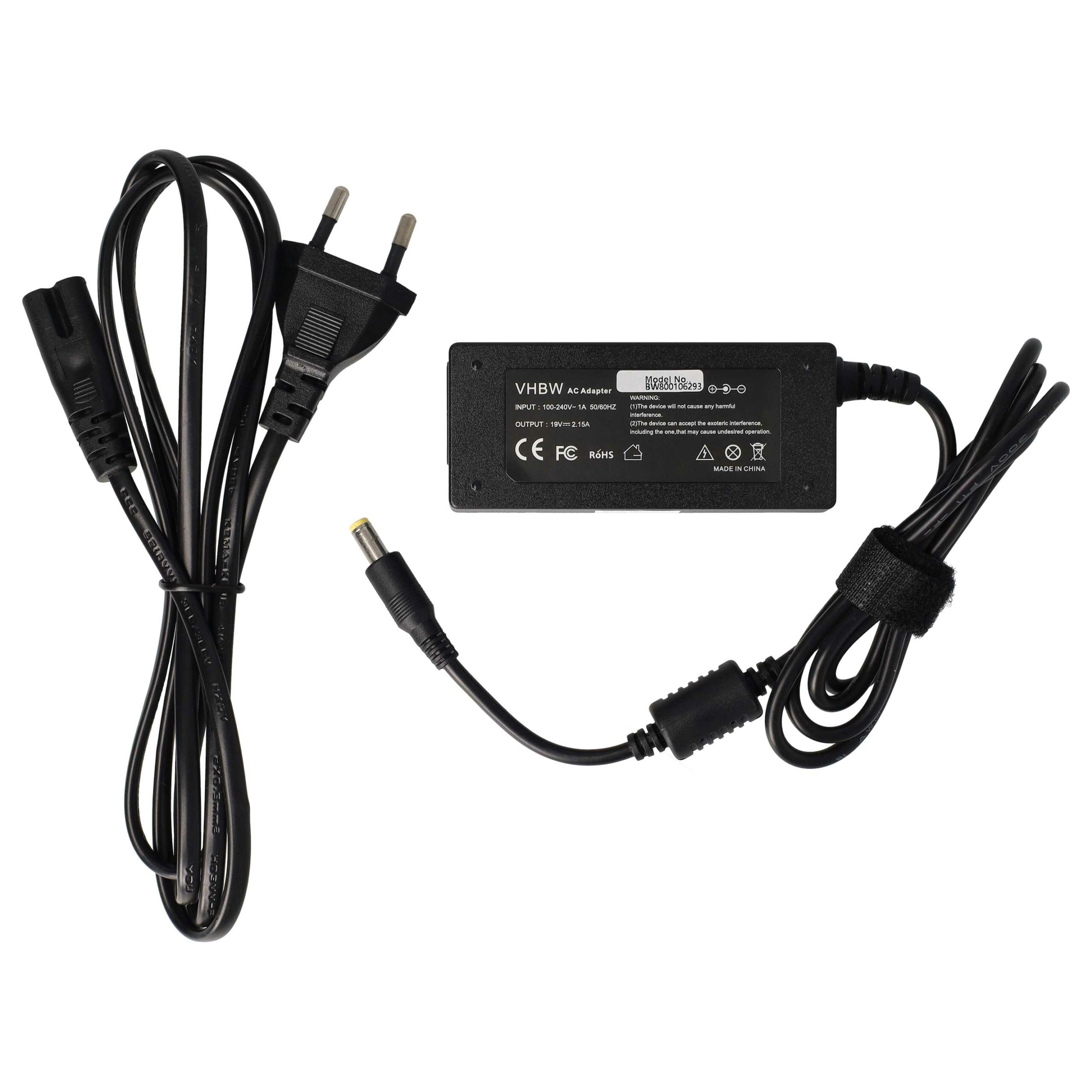 Carregador de Corrente Alternada vhbw para Acer - Substitui A045R016L, A13-045N2A, ADP-40TH A - 200 cm, 40 W