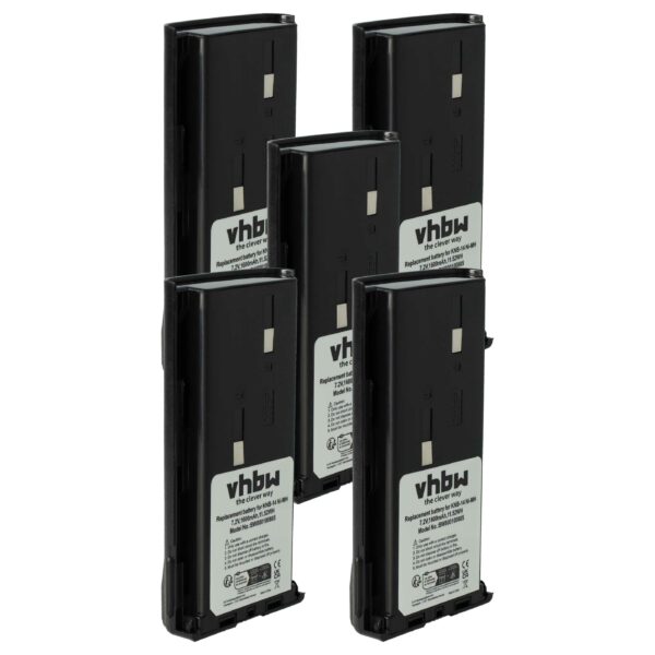Bateria vhbw 5x para Rádio Kenwood/Bidatong BD-15-L - 1600 mAh 7.2V NiMH