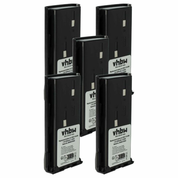 Bateria vhbw 5x para Rádio Kenwood/Bidatong BD-15-L - 1600 mAh 7.2V NiMH