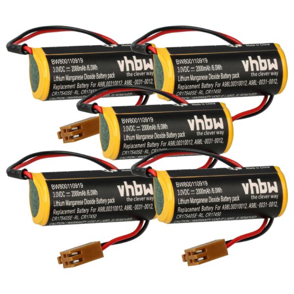 Bateria vhbw para Controlador Industrial (Pack de 5) 2000mAh 3V Li-MnO2