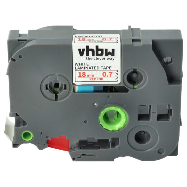 Fita de Etiquetas vhbw p/ Brother TZ-242, TZE-242L - 18 mm Vermelho sobre Branco