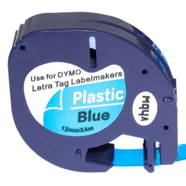 Fita de Etiquetas vhbw Substitui Dymo 91205 - 12 mm Preto sobre Azul
