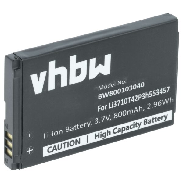 Bateria vhbw para ZTE Li3710T42P3h553457, LI3709T72P3H553447 - 800 mAh 3.7 V Li-Ion