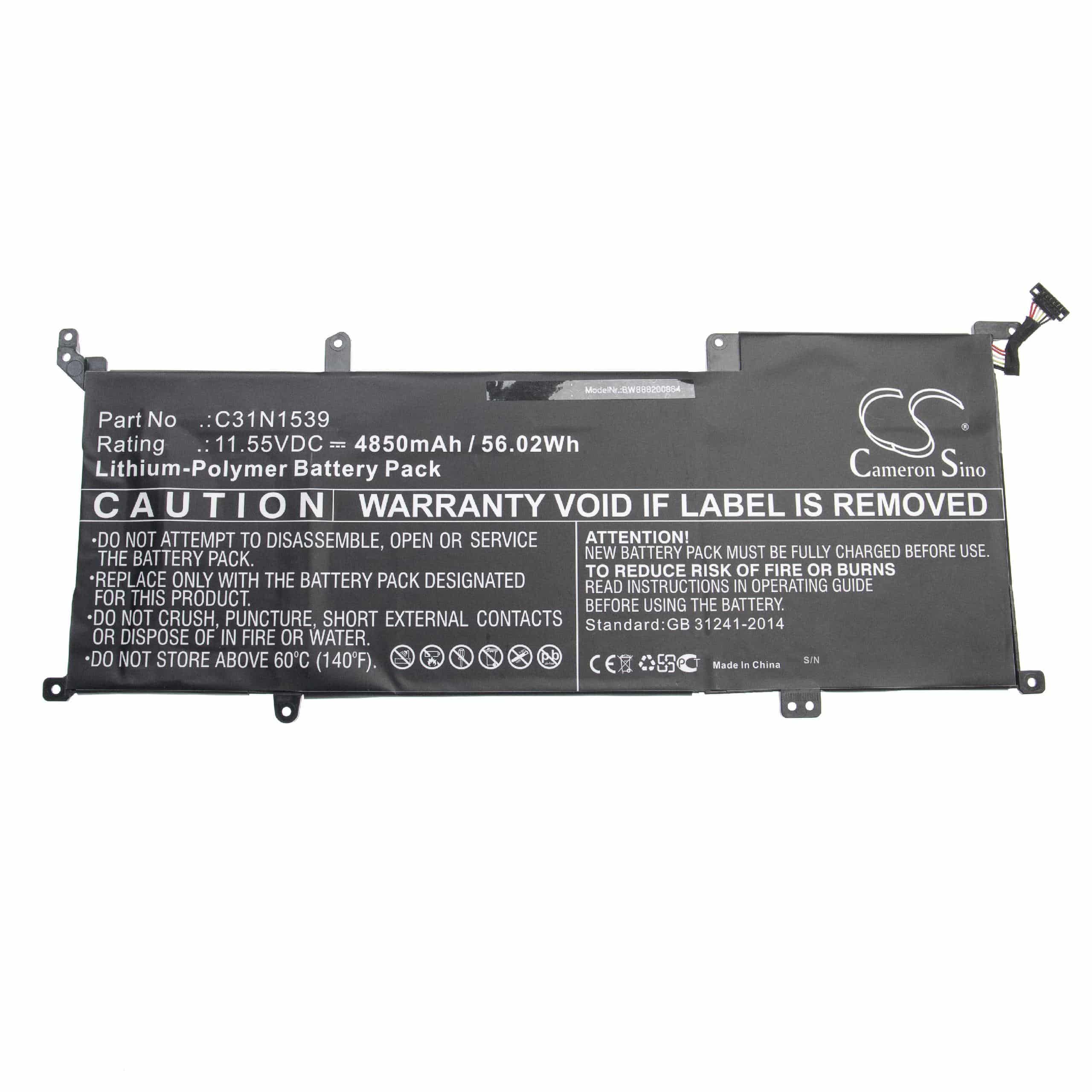 Bateria para Portátil vhbw para Asus 0B200-01180200, C31N1539 - 4850 mAh 11.55 V - Image 2