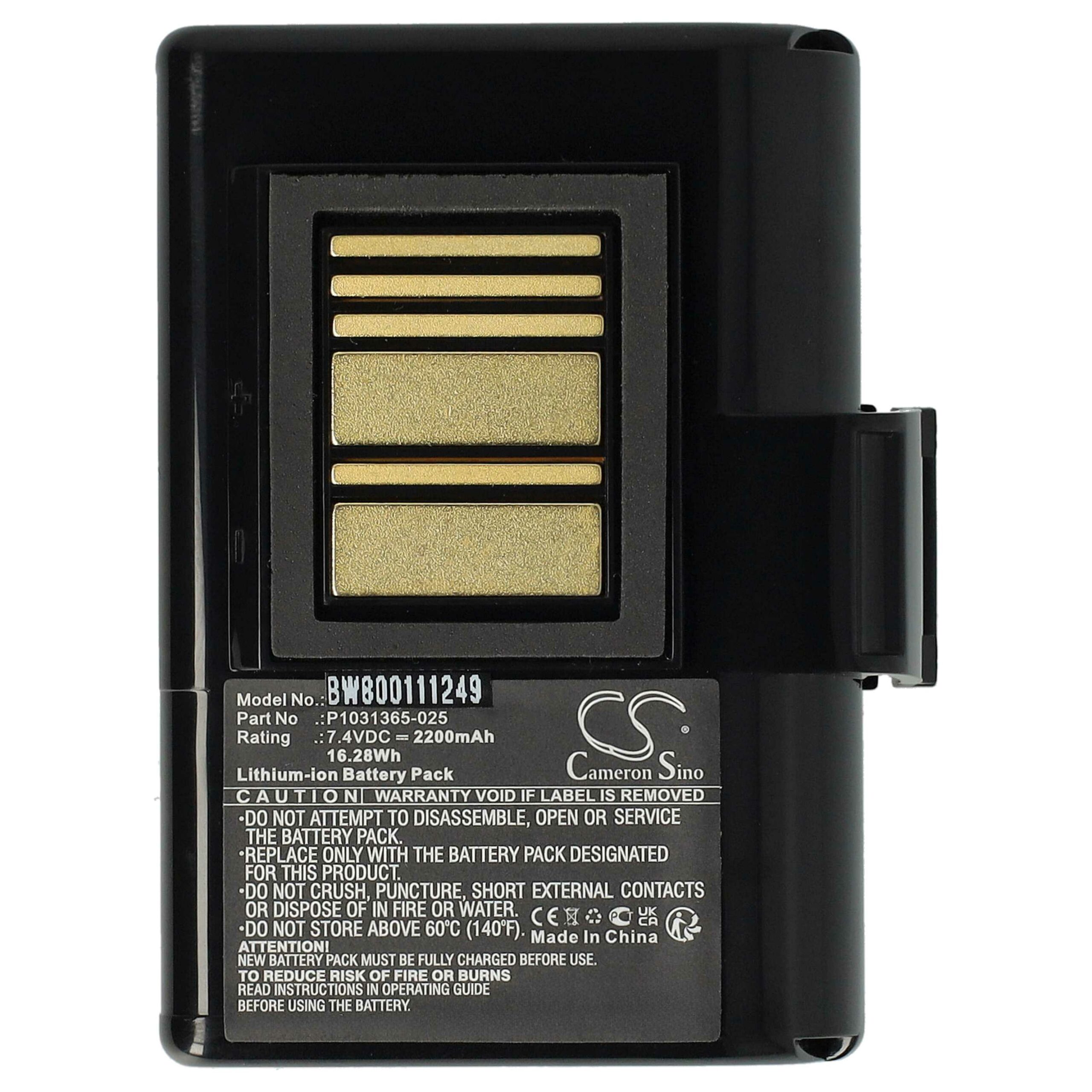Bateria vhbw para impressora Zebra AT16004 - 2200 mAh 7.4V Li-Ion - Image 3