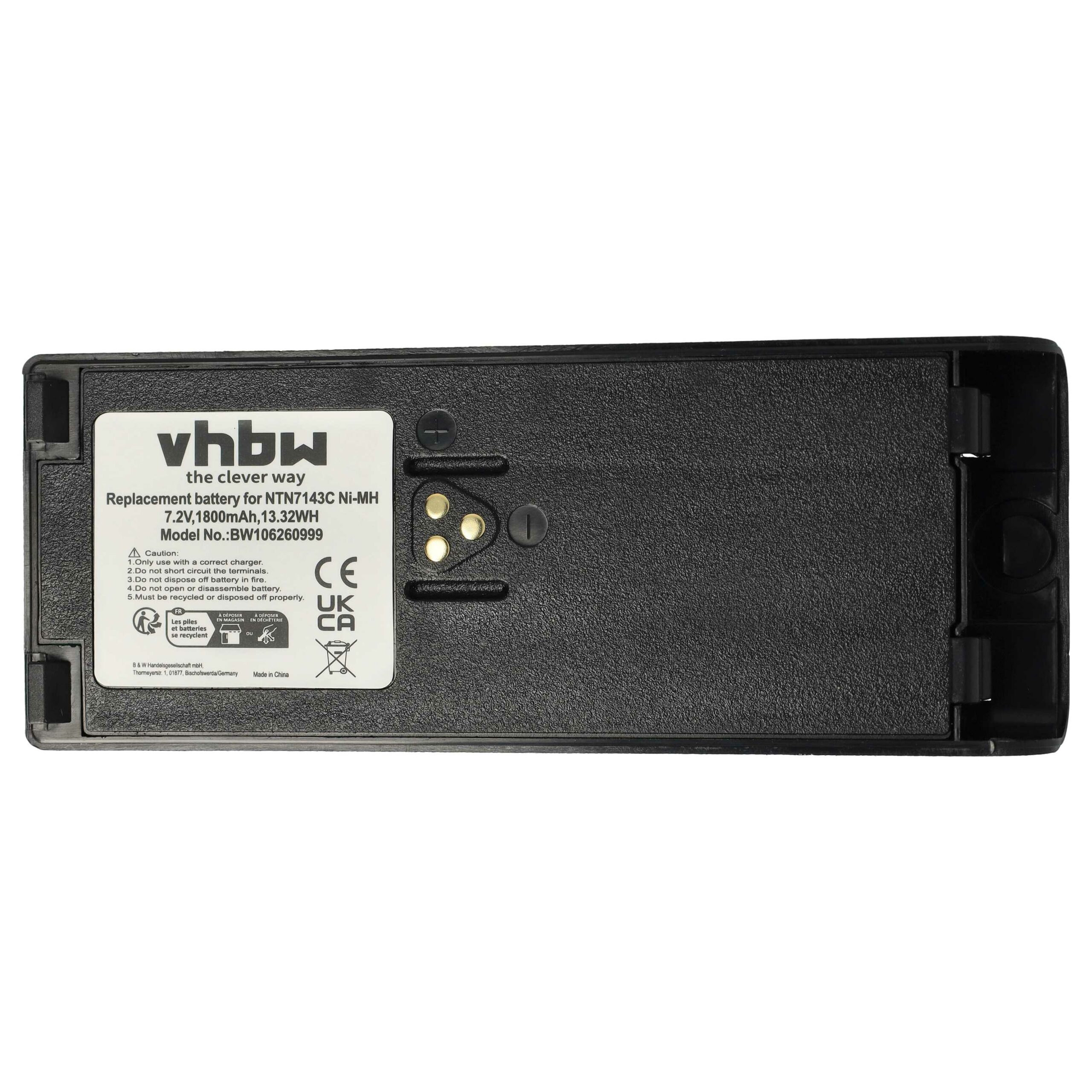 Bateria vhbw para Rádio Motorola NTN7143B 1800 mAh 7.5 V NiMH + mola de cinto - Image 3