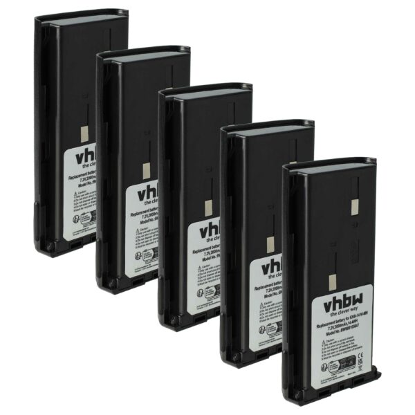 Bateria vhbw 5x para Rádio Kenwood/Bidatong BD-15-L - 2000 mAh 7.2 V NiMH