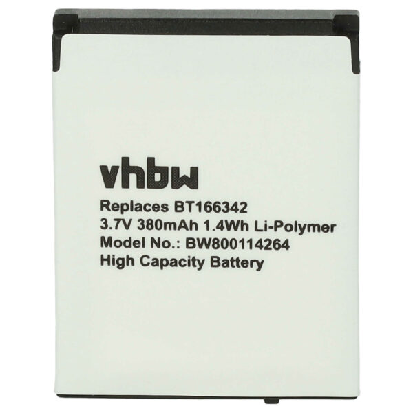 Bateria Smartwatch vhbw 380 mAh 3.7 V Li-Polímero para Simvalley PW-430, DZ09, GT08