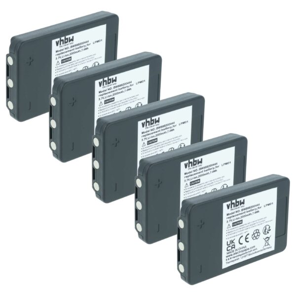 5x Bateria de Substituição para Comando Remoto Autec MHM03, LPM01LI, LPM01, R0BATT00E10A0 - 2000 mAh