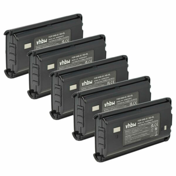 Bateria vhbw 5x para Kenwood KNB-45 / KNB-45L / KNB-45Li - 2000 mAh 7.4V Li-Ion