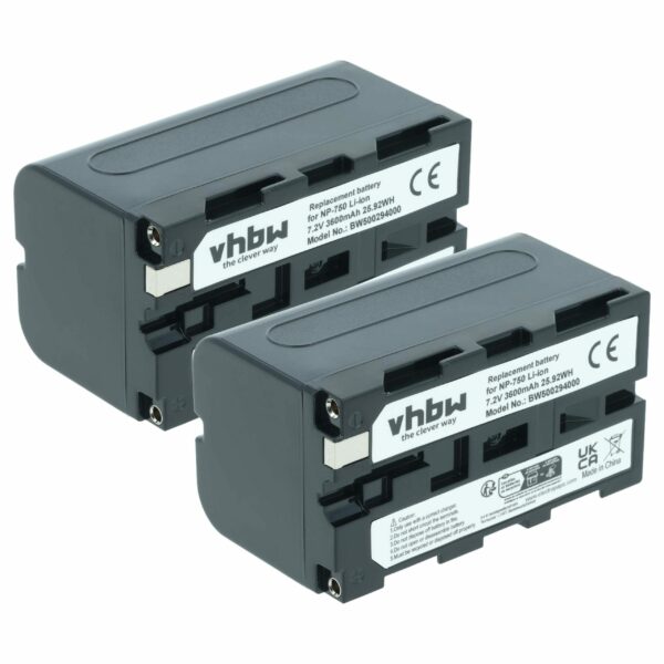 Bateria vhbw 2x para Câmaras Grundig BP-10, BP-9, BP-8 - 3600 mAh 7.2 V Li-Ion