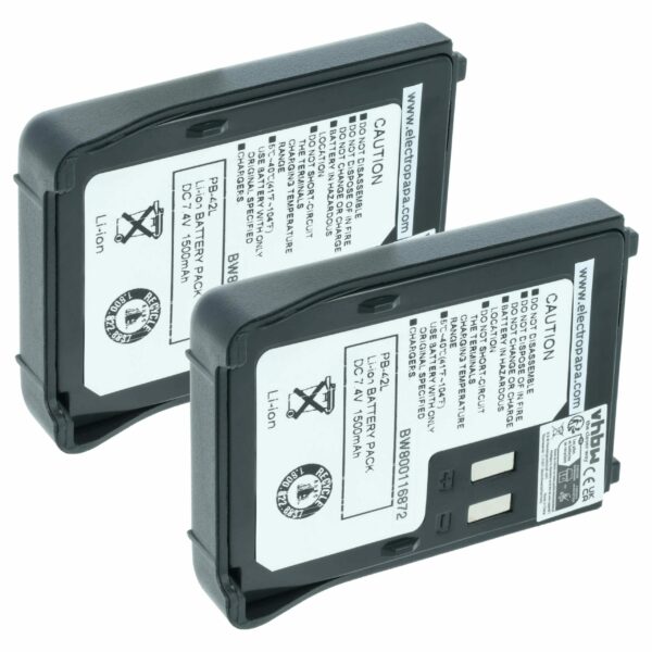 Bateria vhbw 2x para Rádio Kenwood PB-42Li, PB-42L, PB-42 - 1500 mAh 7.4 V Li-Ion
