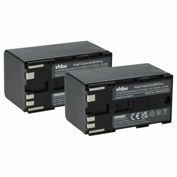 Bateria vhbw 2x compatível Canon BP-955 - 4400 mAh 7.4 V Li-Ion