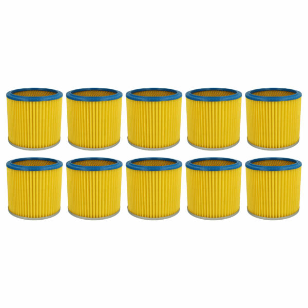 10x Filtro de Cartucho vhbw Compatível com Einhell 2351110 para Aspiradores Güde, Azul/Amarelo