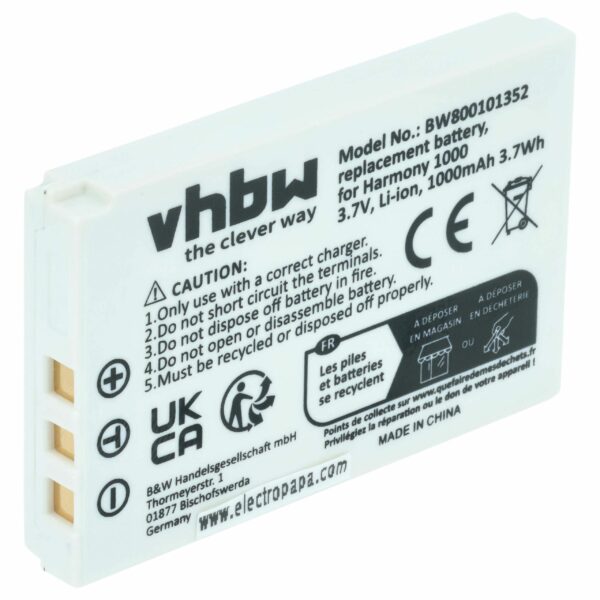 Bateria de substituição vhbw para Logitech K398, L-LU18, 190582-0000, F12440056 - 1000 mAh 3.7 V Li-Ion