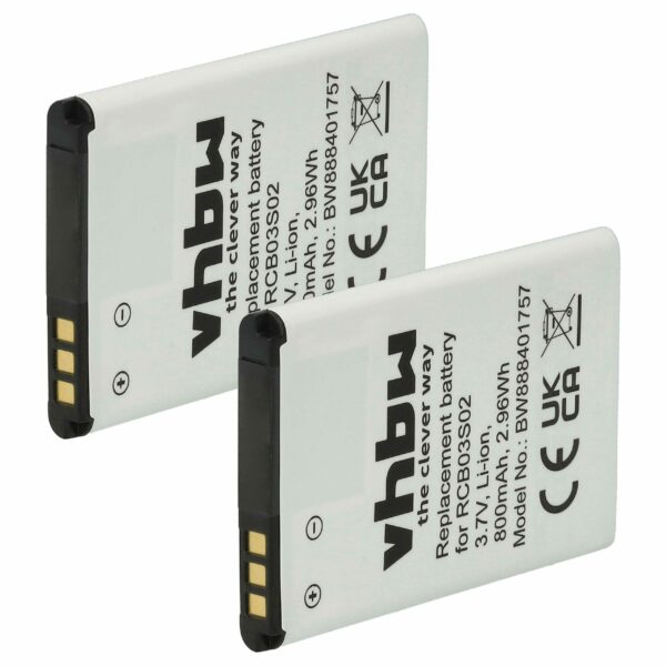 Bateria vhbw para Swisstone - 2x 800 mAh 3.7V Li-Ion RCB03S02
