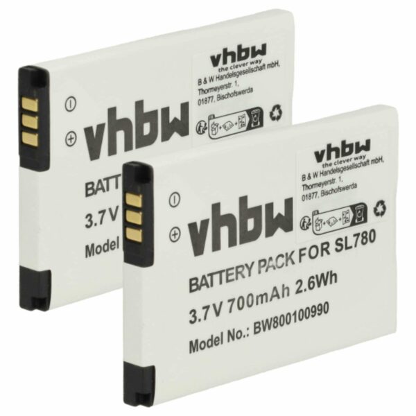 2x Bateria vhbw para Gigaset 4250366817255 - Telefone Fixo DECT 700 mAh 3.7 V Li-Ion
