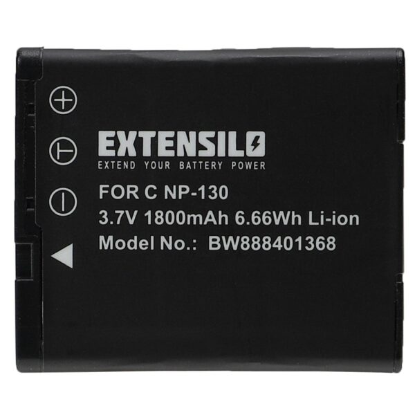 Bateria EXTENSILO para Casio NP-130, NP-130A - 1800mAh, 3.7V, Li-Ion
