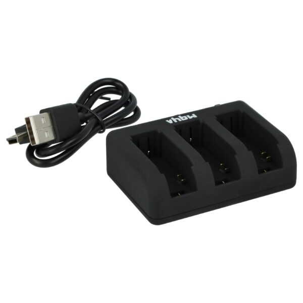 Carregador de Baterias Triplo Micro-USB + Cabo para GoPro HD Hero 4 / 3 vhbw