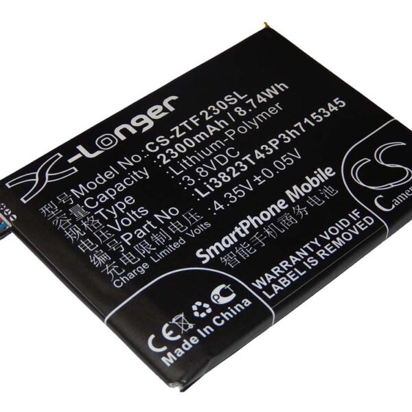 Bateria para Telemóvel ZTE Li3820T43P3h715345, Li3823T43P3h715345-H - 2300 mAh 3.8 V Li-Polímero vhbw