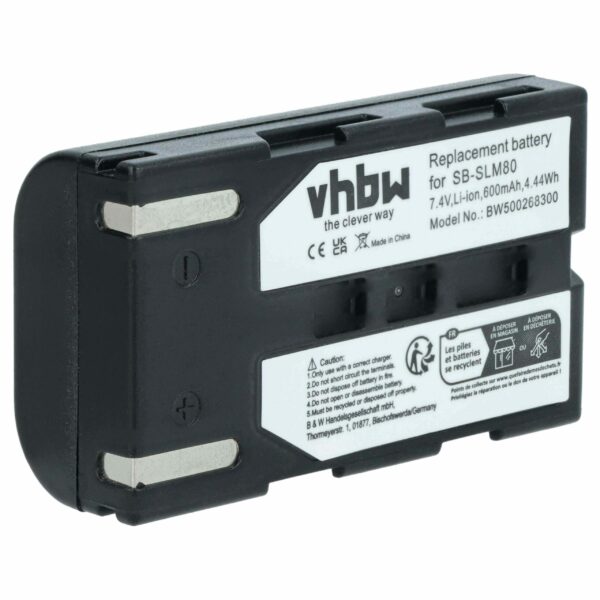 Bateria vhbw para Câmaras de Vídeo Samsung - 600 mAh 7.2 V Li-Ion (SB-LSM160, SB-LSM320, SB-LSM80)