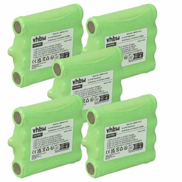 Pack de 5 Baterias vhbw NiMH 4.8V 600mAh para Rádios Cobra FA-BP, GA-CT, GA-CR, GA-CM, FA-CK