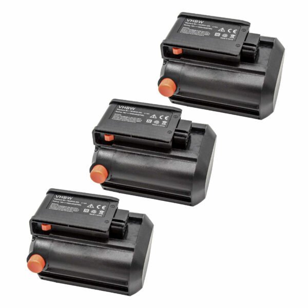 Pack de 3 Baterias vhbw 18V 1500mAh Li-Ion para Cortadores Gardena - Substitui BLi-18, 9839-20, 9840-20