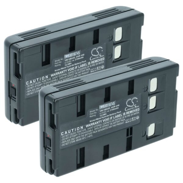 Pack de 2 Baterias vhbw para Câmara de Vídeo JVC BN-V22U, BN-V20 2000 mAh 6 V NiMH