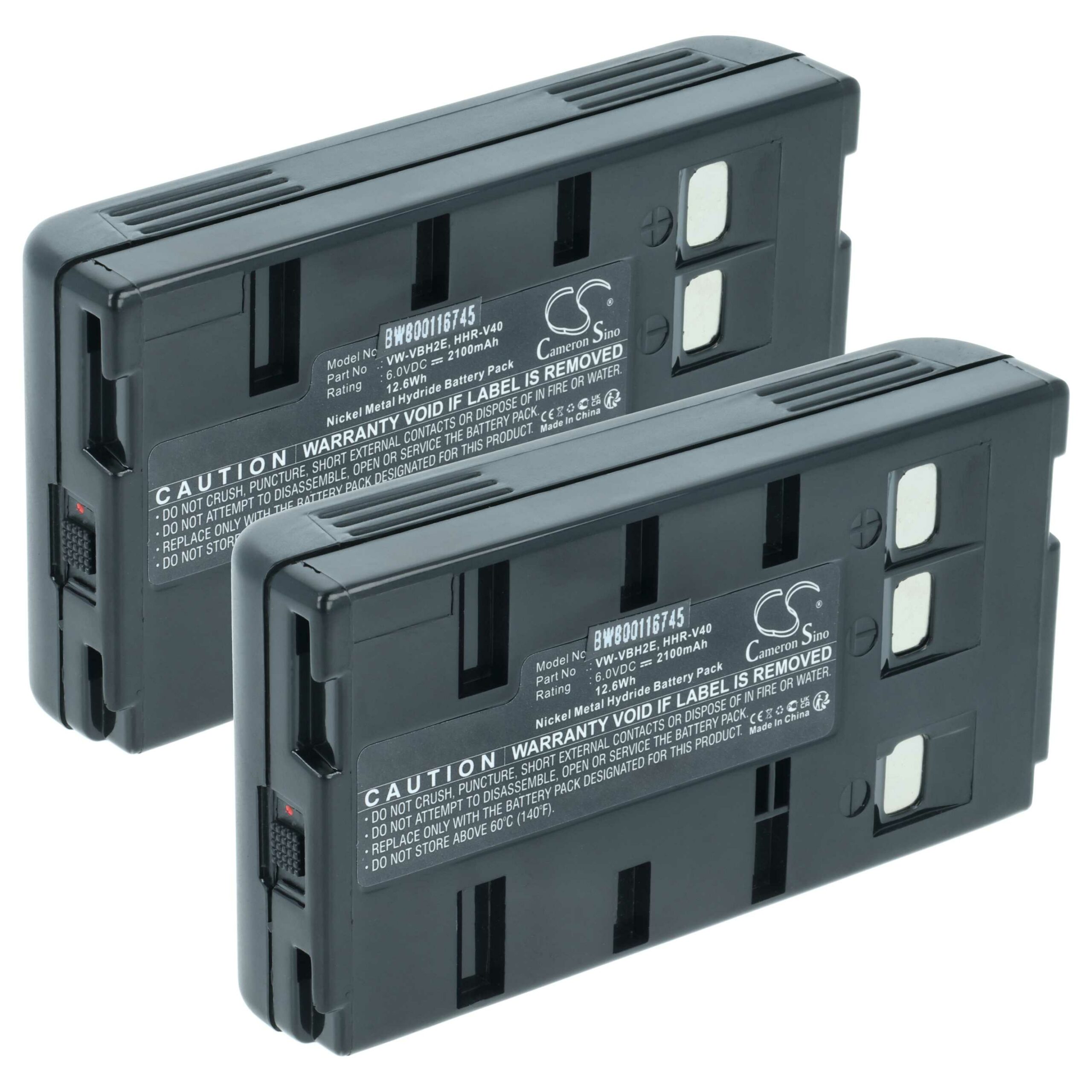 Pack de 2 Baterias vhbw para Câmara de Vídeo JVC BN-V22U, BN-V20 2000 mAh 6 V NiMH