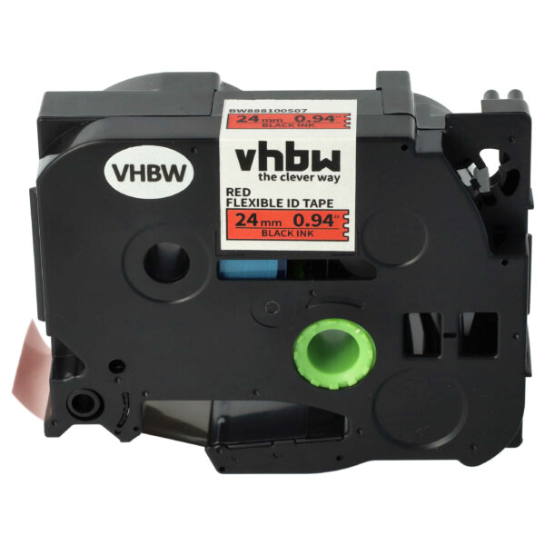 Fita de Etiquetas Compatível com Brother TZ-FX451 - 24 mm Preto sobre Vermelho Flexível