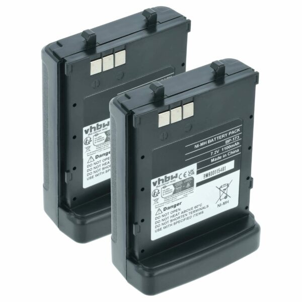 Bateria vhbw 2x para Rádio Icom BP-173, BP-180H, BP-180 - 1100 mAh 7.2 V NiMH