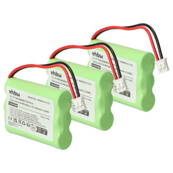 Pack 3x Bateria vhbw para Telefone Alcatel NTM/BKBNB 101 13/1 - 700 mAh 3.6V NiMH