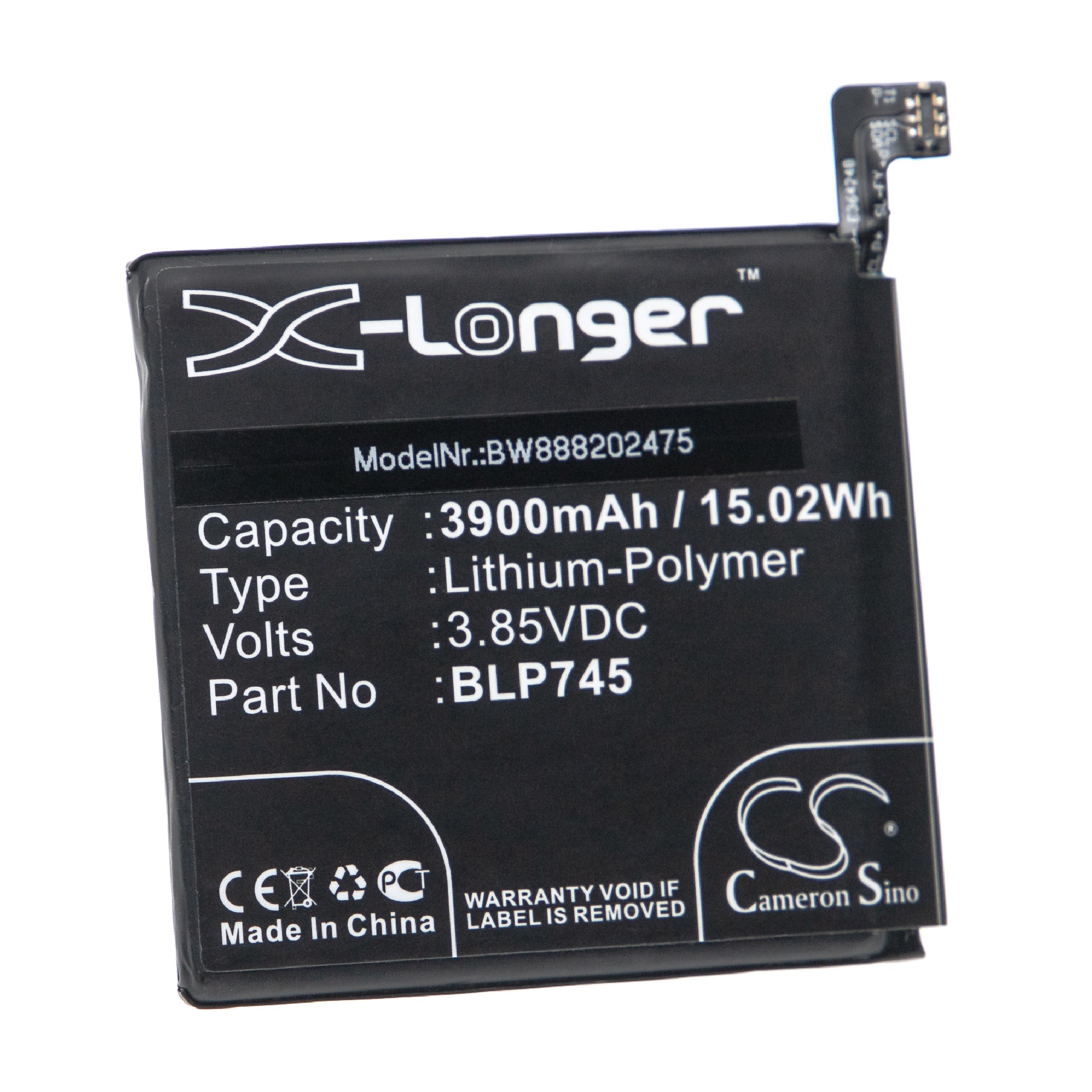 Bateria de substituição vhbw para OnePlus BLP745 - 3900 mAh 3.85 V Li-polymer