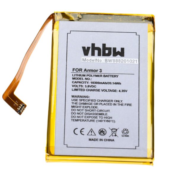 Bateria vhbw para Ulefone Armor 3 - 10300 mAh 3.8 V Li-Ion