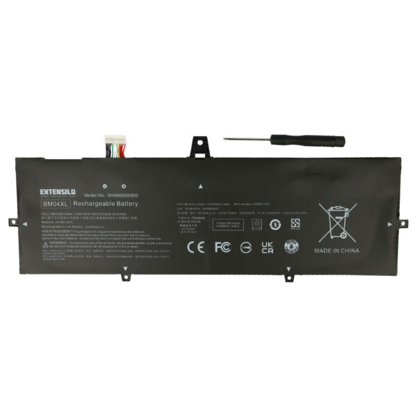 Bateria para Portátil HP - EXTENSILO compatível com HSTNN-DB8L, BM04XL - 7300 mAh 7.6 V Li-Ion