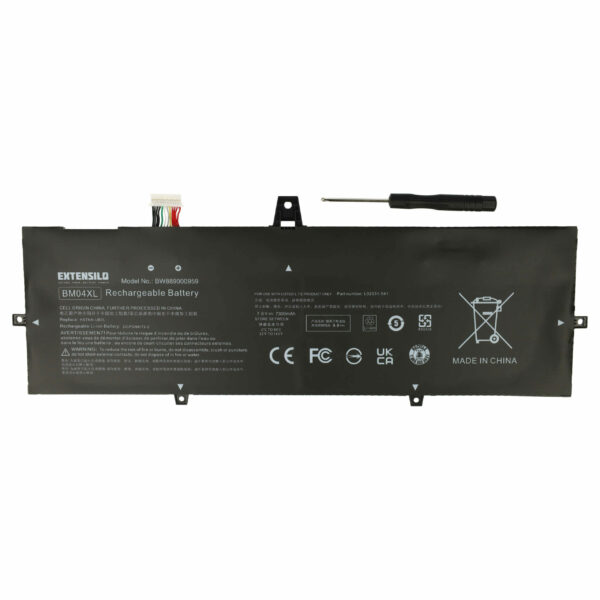 Bateria para Portátil HP - EXTENSILO compatível com HSTNN-DB8L, BM04XL - 7300 mAh 7.6 V Li-Ion
