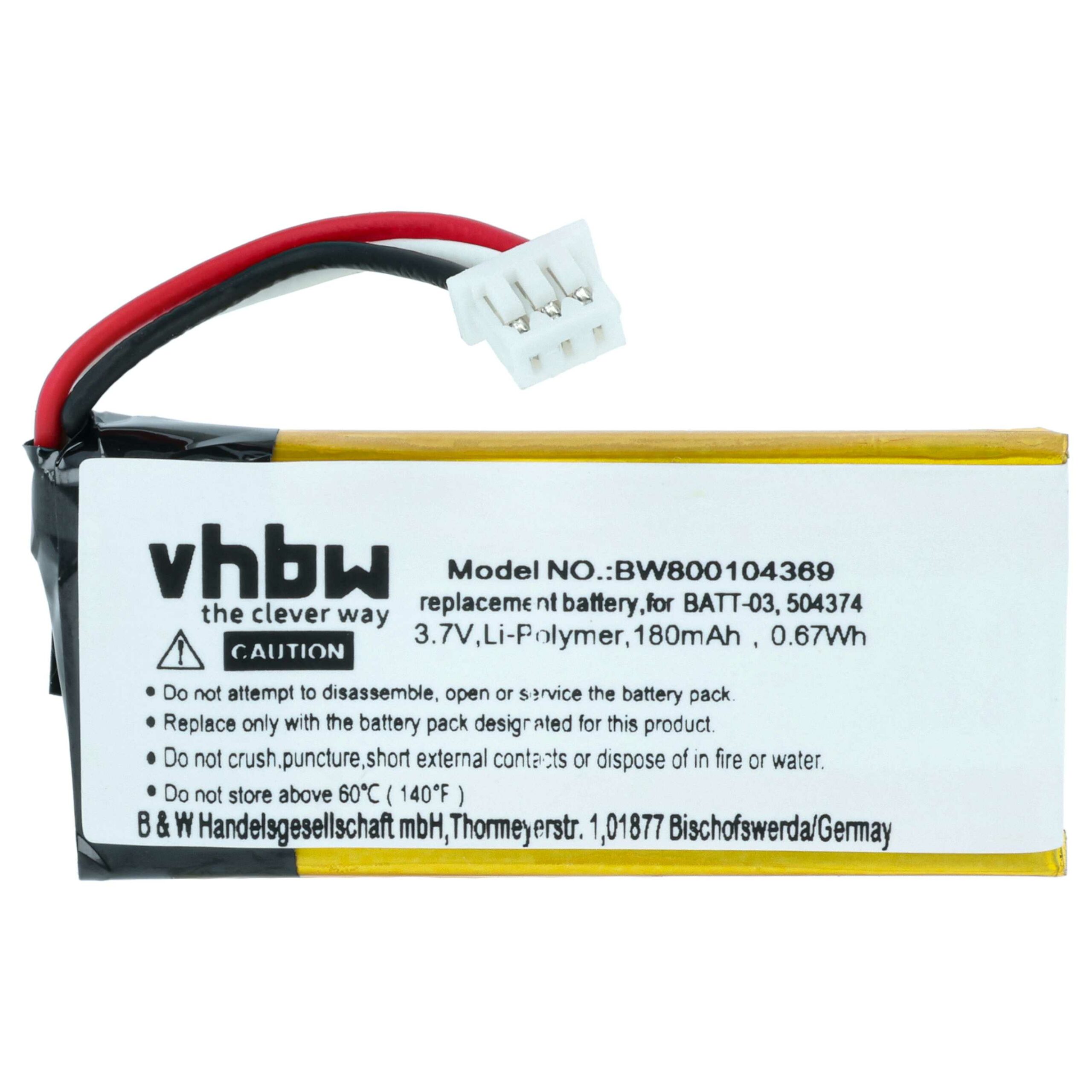 Bateria para Auscultadores Sennheiser 504374, BATT-03 - 180 mAh 3.7 V Li-Ion vhbw - Image 3