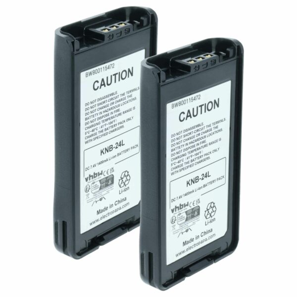 Bateria vhbw para Rádios Kenwood KNB-24LX, KNB-24, KNB-24Li, KNB-25A, KNB-25, KNB-24L - 1400 mAh 7.4V Li-Ion (Pack 2x)