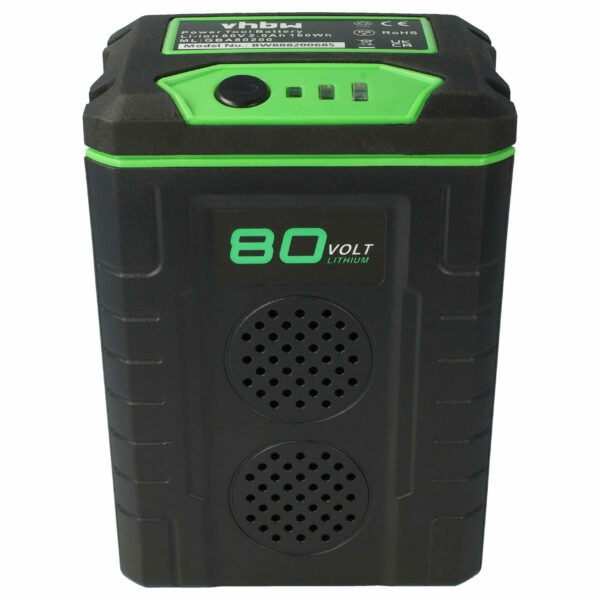 Bateria EXTENSILO compatível Greenworks 80V Max 2901302 G80B2 - 2500 mAh Li-Ion