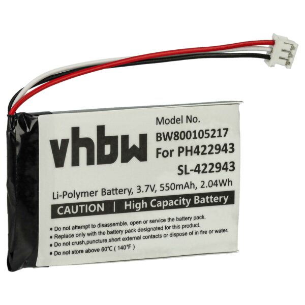 Bateria vhbw para telefone fixo Philips PH422943 - 550 mAh 3.7 V Li-Ion