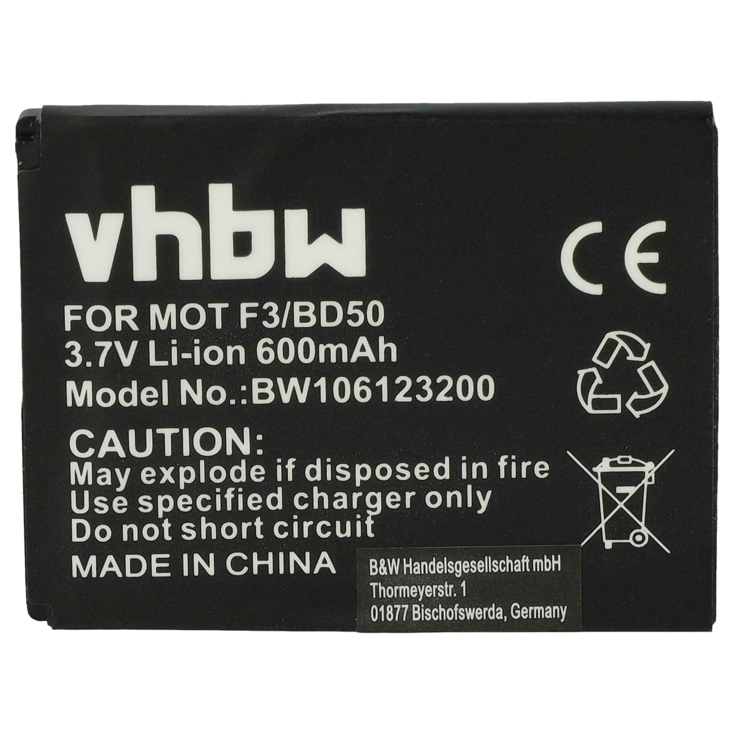 Bateria vhbw para Telefones Motorola/AVM DECT - 600 mAh 3.7V Li-Ion - Image 3