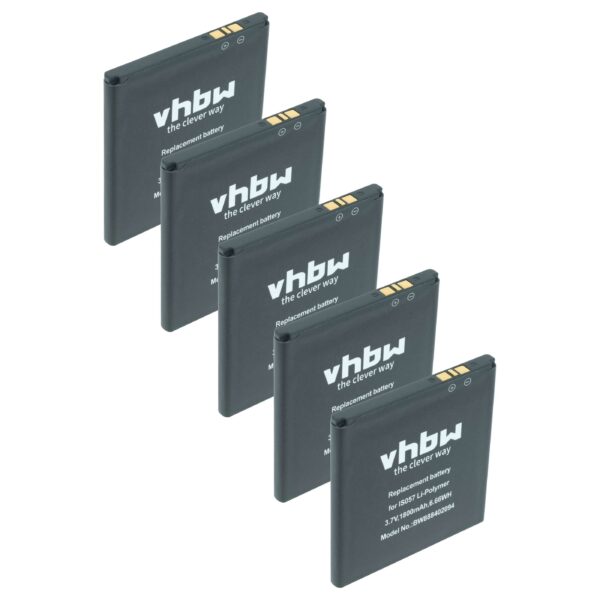 5x Bateria vhbw IS057 para Scanner Angelcare Barcode POS - 1800 mAh 3.7 V