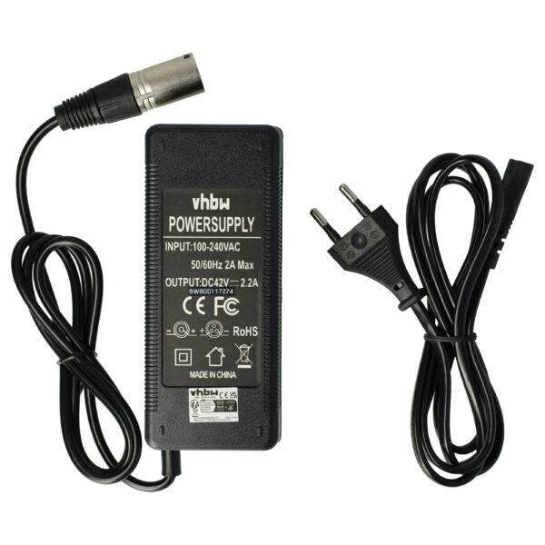 Carregador vhbw para Bicicleta Elétrica Prophete, Kreidler, Zündapp, Curtis - 36 V, 3 Pinos, 2.2 A