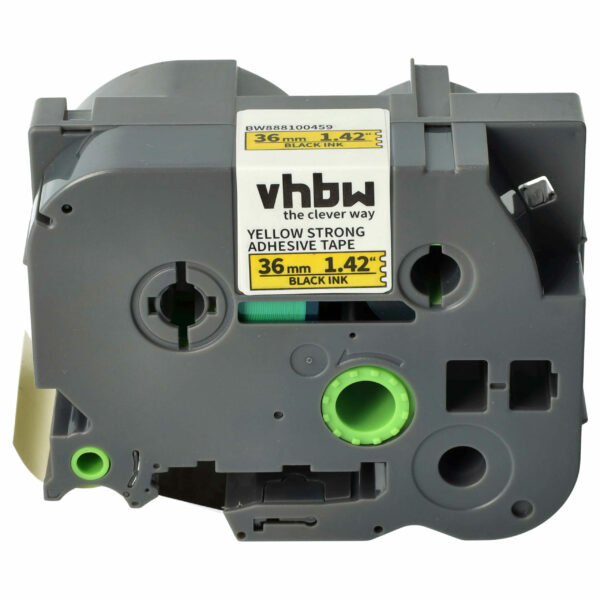 Fita de Etiquetas vhbw compatível com Brother TZE-S661 - 36 mm Preto sobre Amarelo, Extra Resistente
