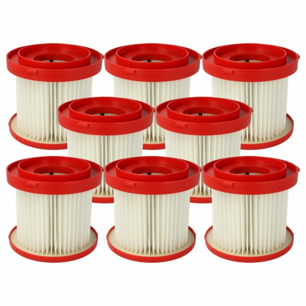 8x Filtros de Substituição vhbw para Aspiradores Milwaukee 4931465230, 4932478754, 4058546360368