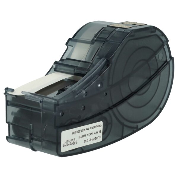 Fita de Etiquetagem vhbw para Brady M21-250-595-WT - 6,35 mm Preto sobre Branco, Vinil
