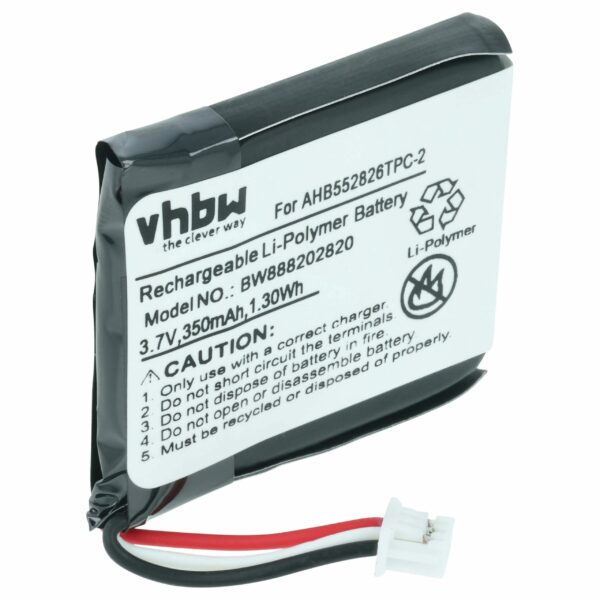 Bateria de Substituição para Auscultadores Sennheiser AHB552826TPC-2 - 350 mAh 3.7 V Li-polymer vhbw