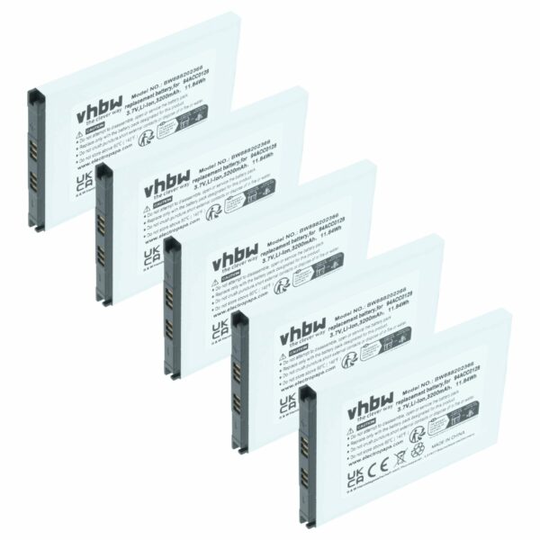 Bateria Handheld vhbw 5x para Datalogic BTDL1, 94ACC0129, 94ACC0128, 3H21-00000491 - 3200mAh, 3.8V
