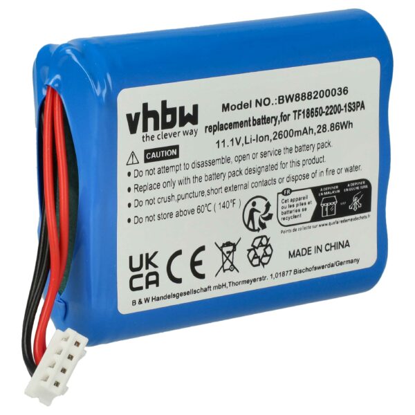 Bateria Li-Ion 2600 mAh para Coluna Marshall Stockwell - vhbw