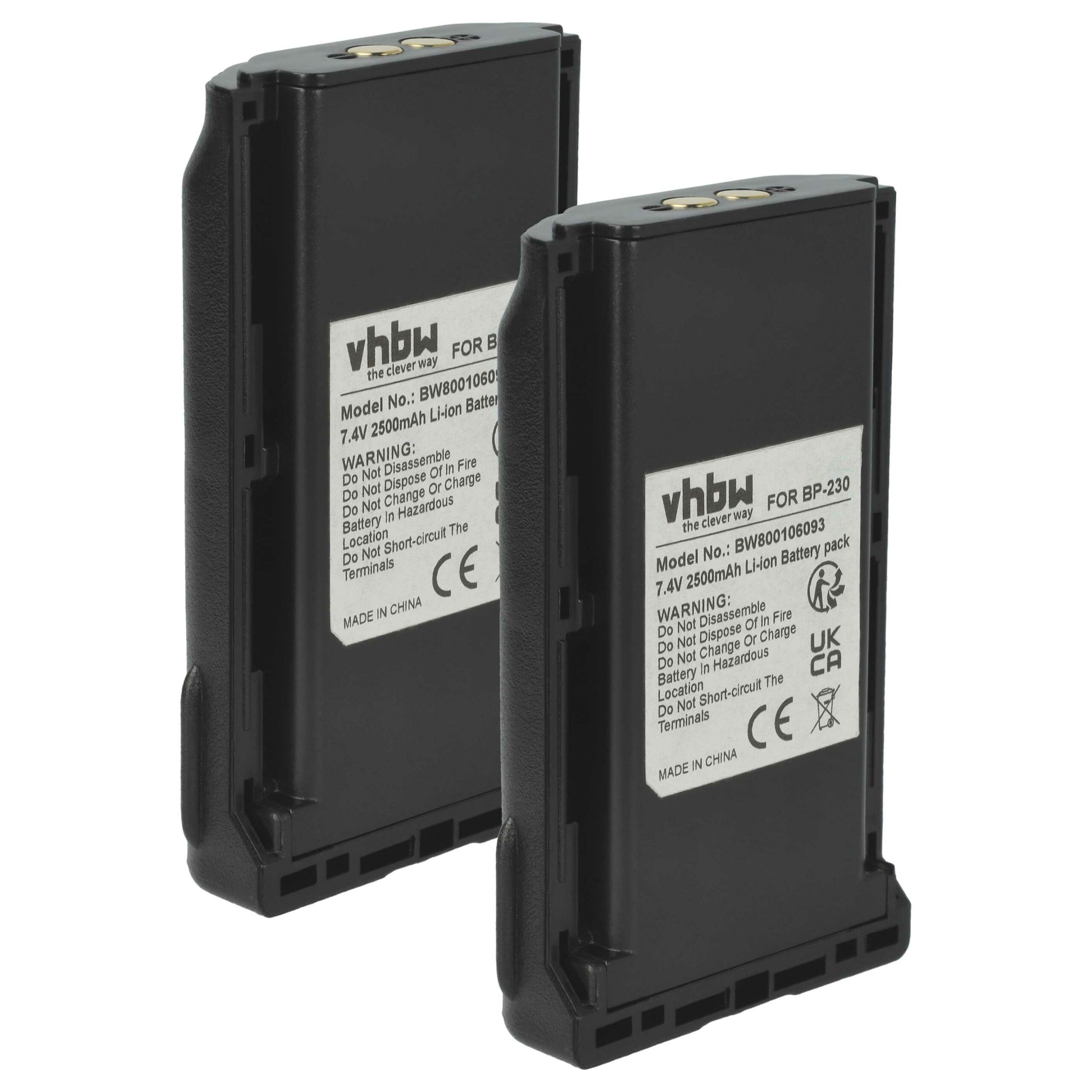 Bateria para Rádio Icom BJ-2000, BP-232, BP-231, BP-231N, BP-230, BP-230N - 2500 mAh 7.4 V Li-Ion vhbw